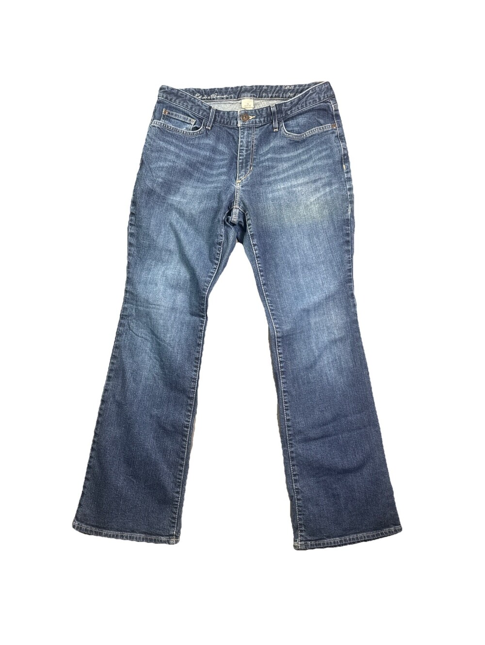 Eddie Bauer Curvy Boot Cut Jeans Women 12 Whiskered Medium Wash Capsule Denim